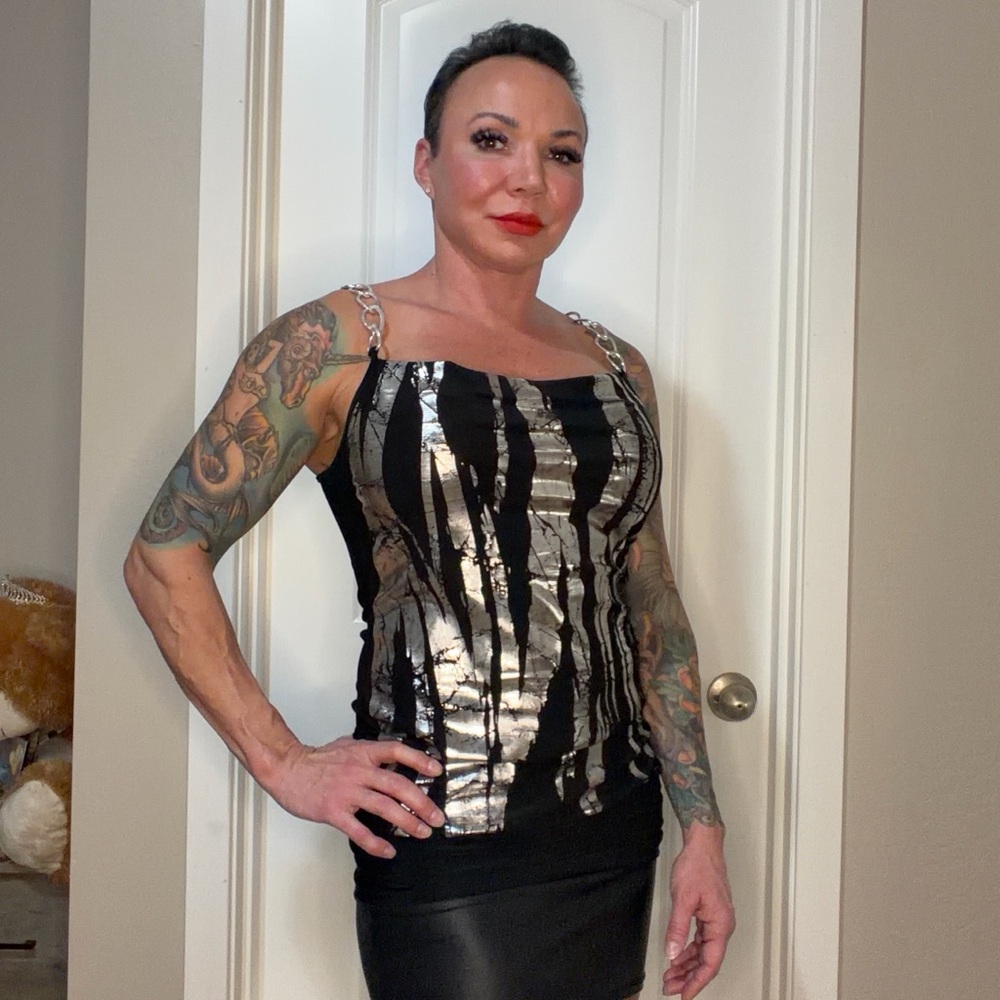 Nica Metallic Black Camisole Top